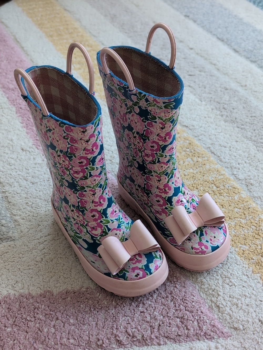 Toddler Girls Size 9 Pink Bow Rain Boots | Sweet Honey Floral